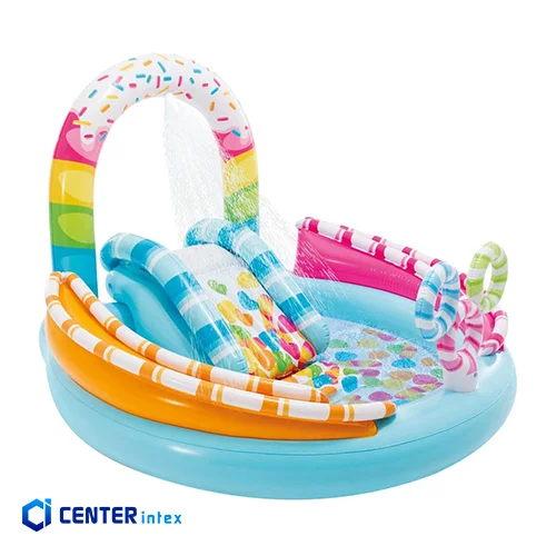 استخر بادی کودک اینتکس مدل candy با سرسره و آبپاش
