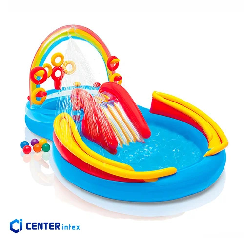 استخر بادی کودک اینتکس مدل رنگین کمان توپ و حلقه